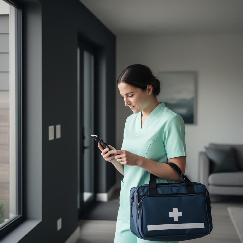 Mobile phlebotomist arriving for a home collection