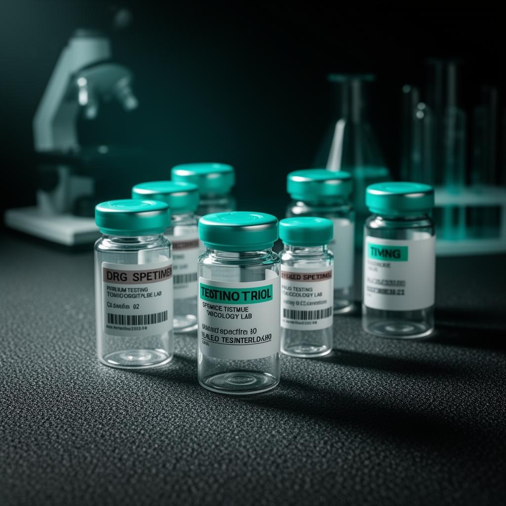 Sealed toxicology specimen vials in a clinical lab